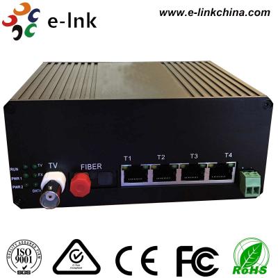 China Industrial Video Ethernet Switch 4x10/100M Ethernet + 1xVideo + 1xRS485 Data + 1xGigabit Fiber for sale