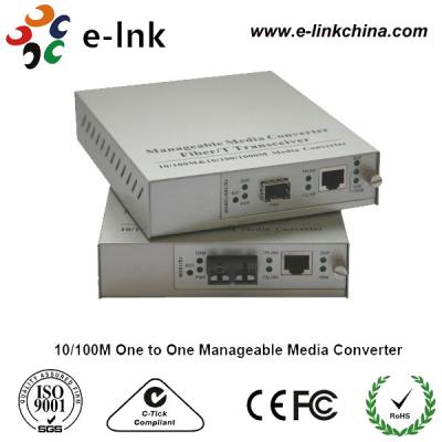 China E-vínculo 10/convertidor de Ethernet rápida manejable del 100M uno a uno medios con la fuente de alimentación interna en venta