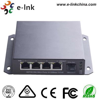 China E- Link Industrial POE Fiber Media Converter 4 Port EPON ONU With PoE 1 Uplink GEPON Port for sale