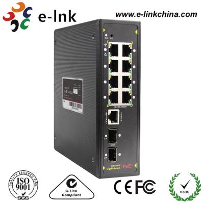 China Managed POE Industrial Network Switch 8 10 / 100 /1000 Base-T + 1000 Base SFP Fiber Ports for sale