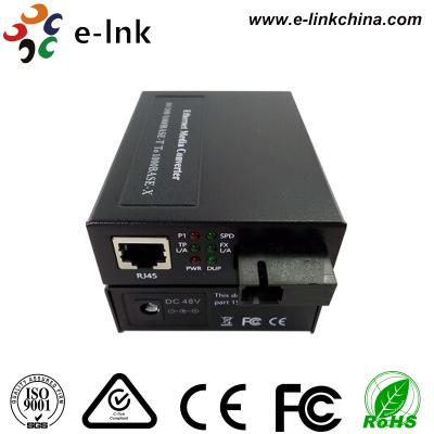 China Single Fiber Optic Media Converter , Ethernet Fiber Media Converter 48VDC Power Input for sale