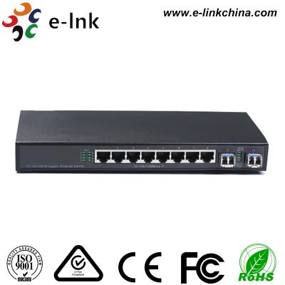 China 8G+2SFP Ring Type Ethernet Fiber Optic Switch 1000M SFP Distance 16K MAC for sale