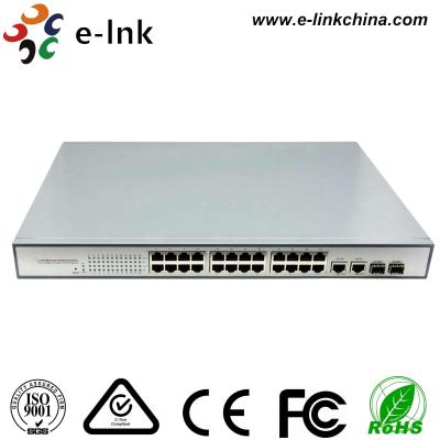 China 24 Port 10 / 100M Industrial Ethernet Switch Din Rail Mount With 2 Gigabit TP / SFP Combo Ports for sale