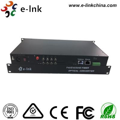 China 8 Ch 1080P AHD Video Cctv Media Converter 1 Ch Backward Data RS485 Type 20km Transmission for sale