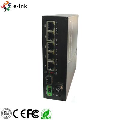 China 5-port 10/100/1000BASE-T (4-port PoE+) + 1-port 1000BASE-FX SFP Industrial Solar Power PoE Switch with 12VDC power input for sale