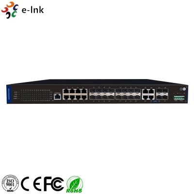 China 8 / 16 protocolo industrial del interruptor IPv6 de Gigabit Ethernet de la red de SFP del puerto ningún diseño de la fan en venta