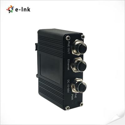 China 10/100/1000Base-T M12 Connector gigabit PoE Injector 30W 1 Port for sale