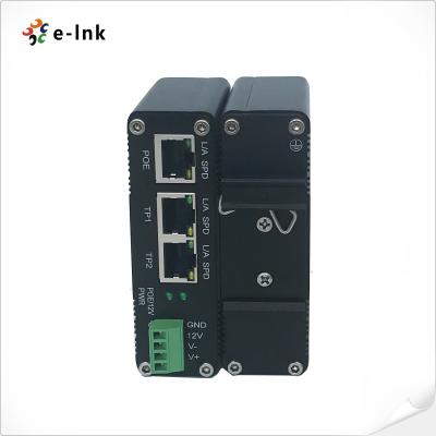 China 12VDC Output Industrial IEEE802.3af/at PoE Splitter with 2 Ports PoE Switch Function for sale