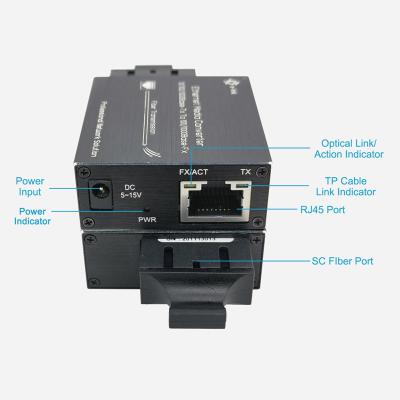 China Micro Type 10/100/1000Base-Tx To 100/1000Base-Fx Ethernet Media Converter  Demi-Monde, 500m, 850nm, SC for sale