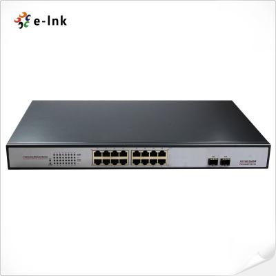 China AC 100V - 240V Ethernet POE Switch 16 Port 1000M 802.3at 2 1000M SFP Ports for sale