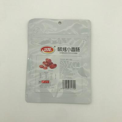 China 180g AL7 Plastic Pouches For Food Packaging Bags Char Grilled Sausage With Zipper for sale