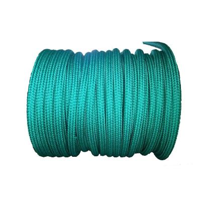 China 72mm X 220 Meters Double Braid Polypropylene Rope Green Shock Absorbing for sale