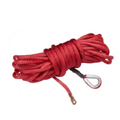 China 10mm x 30m high strong  red 12 strand synthetic winch rope uhmwpe line for sale