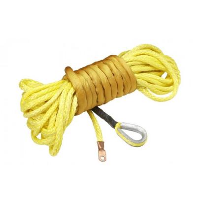 China 10mm x 30m high strong  yellow 12 strand synthetic winch rope uhmwpe line for sale