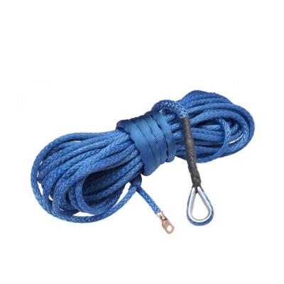 China 10mm X 30m Blue Synthetic Winch Rope 24 Strand Uhmwpe High Strength Lower Stretch for sale