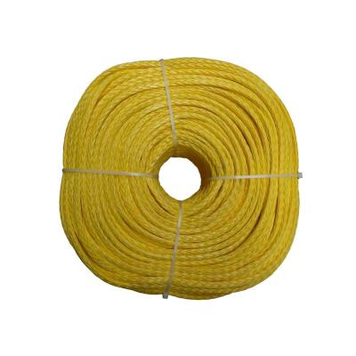 China Sailboat Winch Towing Yellow UHMWPE Fiber Rope Hollow Braid 4mm 100 Meters for sale