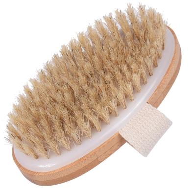 China Boar Bristle Exfoliating Bath Brush Wooden Back Scrubber For Body for sale