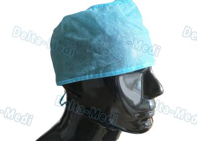 China Los casquillos quirúrgicos disponibles hechos a mano azules de los PP, médico friegan los casquillos 15 - 35gsm en venta