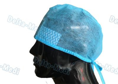 China Tampões descartáveis azuis do cirurgião, chapéus cirúrgicos descartáveis dos PP/SMS com faixa à venda