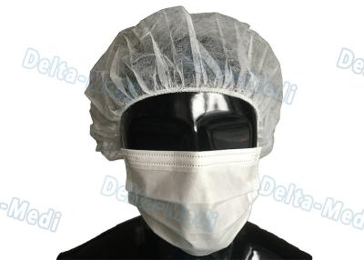 China White Disposable Bouffant Surgical Caps Round / Flat Elastic High Air Permeability for sale