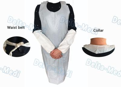 China Operating Rooms White Disposable Aprons , Dust Proof Plastic Throw Away Aprons for sale