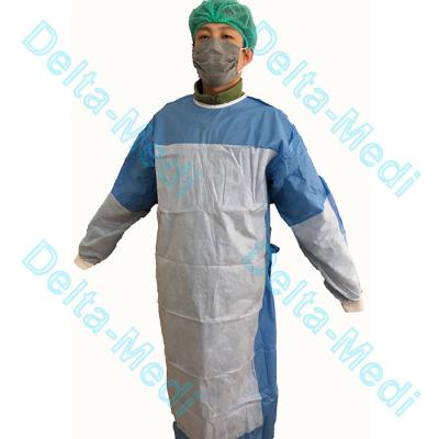 China Poly Reinforced SMS SMMS Disposable Surgical Gown for sale