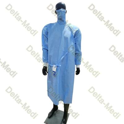 China PP SMS SMMS SMMMS 20g To 80g Disposable Surgical Gown Integrated With Face Mask for sale