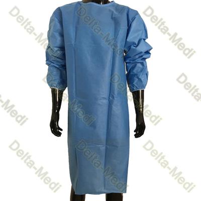 China Laço dos PP SMS no vestido cirúrgico reforçado estéril do punho elástico do pescoço nas luvas à venda