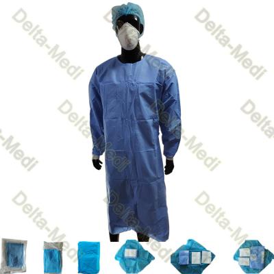 China Vestido cirúrgico descartável de SMS SMMS SMMMS com as 4 correias de cintura à venda