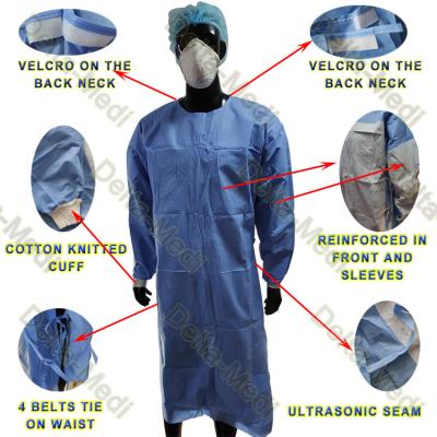 China XL M L S XXL Reinforced Disposable Surgical Gown For Hospitals for sale
