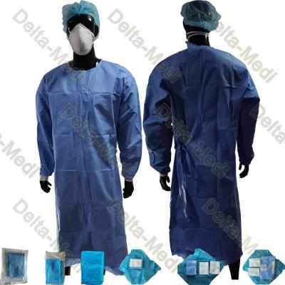 China SMS 45g Reinforced Disposable Surgical Gown Dental With Hand Towel And Wrap for sale