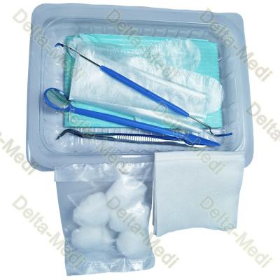 China Sterile Oral Examination Kit With Utility Drape Gloves Bib Forceps Prob Mouth Speculum for sale