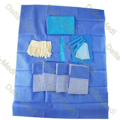 China Sterile Disposable Surgical Kits With Wrap Gown Gloves Cap Mask Towel Drape for sale
