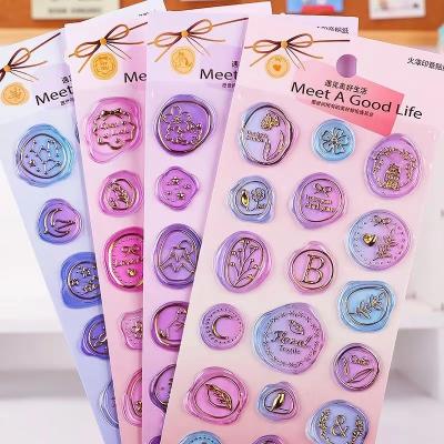 China Custom Brand LOGO Transparent Sealing Wax Stickers 3D Foil Stamping For Packing Decorate for sale