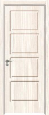 China Fir Wood Skeleton PVC Coated Internal Doors , Frame Peephole PVC Bedroom Doors for sale