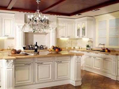 China Solid Wood Panel Full Kitchen Cabinet Set Blum Hinge And Blum Drawer for sale