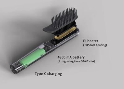 China Rechargeable Cordless 3 Temperature Settings Anion Hair Straightener Brush for sale