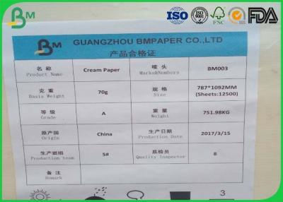 China Papel libre de madera sin recubrimiento poner crema 60gsm 70gsm 80gram para el cuaderno de la escuela en venta