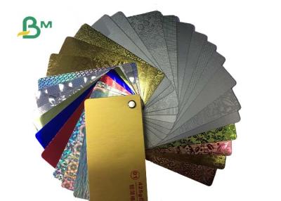 China Wine Red Laminated Metalized Paper Board Grained Silver / Gold for sale