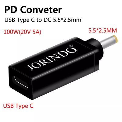 China 100W USB Type C Female To DC 5.5x2.5mm Male PD Connector Fast Quick Charge for sale