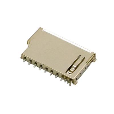 China Short Body 9Pin SD Memory Card Connector Push Push Type Copper Shell for sale