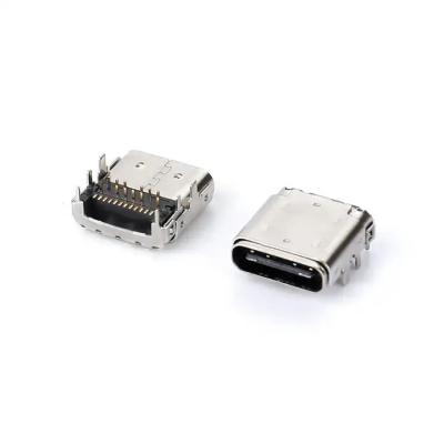 China 24 Pin USB C Type Female Connector DIP+SMT 3.4 Front Plug And Back Patch For Charging Cable for sale