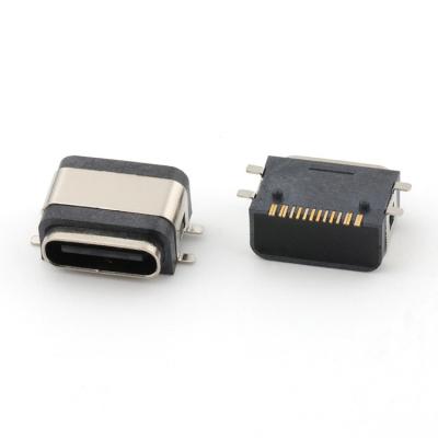 China USB 16pin Waterproof IPX8 Type C Female Connector SMT AC DC 5V Rated Voltage à venda