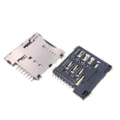 China Push Pull Type Micro 7p SIM Card Socket Connector 1.35mm Height For PCB for sale