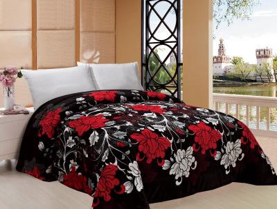 中国 冬の大きい花模様の暖かいシーツ、印刷されたフランネルの冬の寝具セット 販売のため