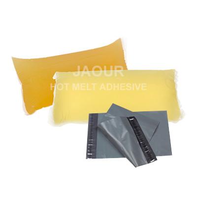 China JAOUR Hot Melt Glue Adhesive For Courier Parcel Bags with light yellow and soft Strong Tack for sale