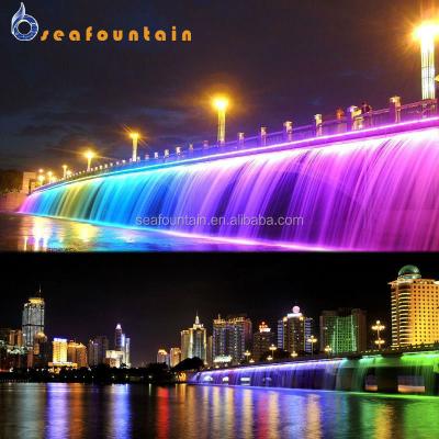 China Colorful LED High Waterfall Fountains Musical Water Spray Music for sale
