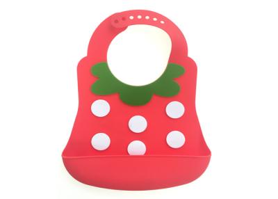 China Food Safety , On-the-go , 3D Silicone Baby Feeding Bib , Wipes Clean , Strawberry shape for sale