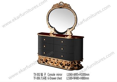 China Black carved base dresser draws with mirror in black and match louis xvi bedroom TX-002 for sale