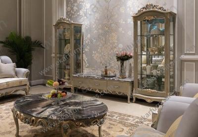 China El armario de madera clásico del mármol del soporte antiguo del top TV diseña el gabinete moderno de la sala de estar en venta